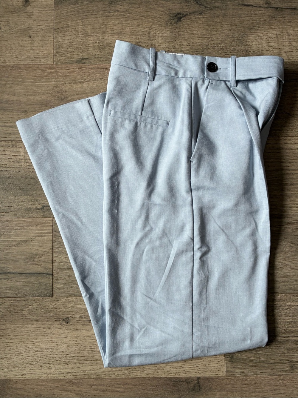 Zara Pale Blue Wide Women Dress Pants - Tailored Pleat Front